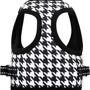 Dog Harness For Small Dogs (Black Plaid+Leash, Large)
